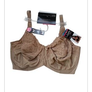 Bali Lilyette Minimizer Underwire Bra with Lace Trim Full Coverage Bra 38DD NEW